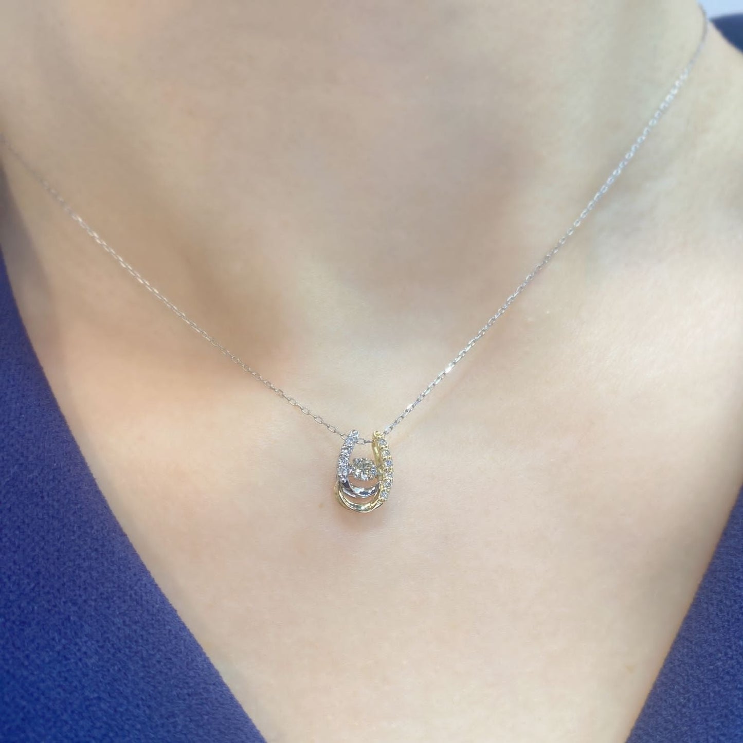 DS Mixed Color Horseshoe Necklace 0.08ct/0.04ct - JMW Jewelry Wholesale