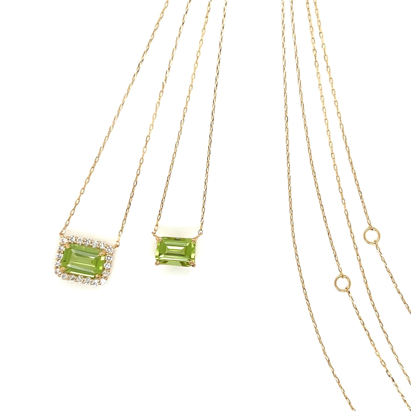 Emerald cut Halo Necklace Peridot 0.16ct - JMW Jewelry Wholesale
