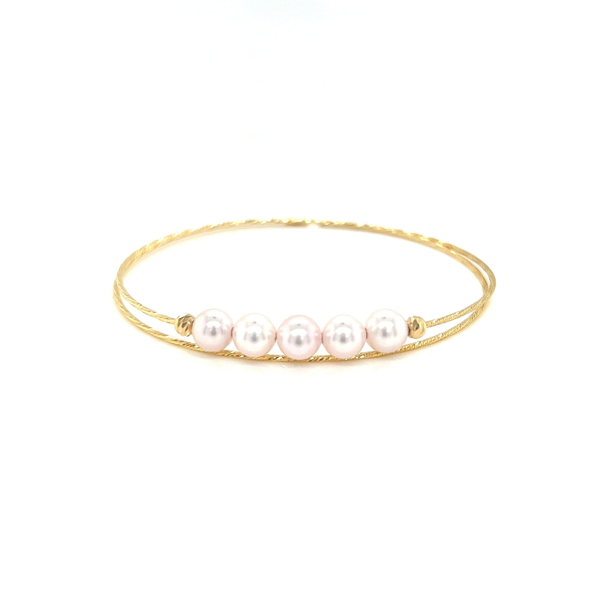 Five Akoya Pearl Wire Bangle 5.5 - 6mm - JMW Jewelry Wholesale