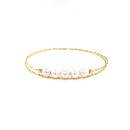 Five Akoya Pearl Wire Bangle 5.5 - 6mm - JMW Jewelry Wholesale
