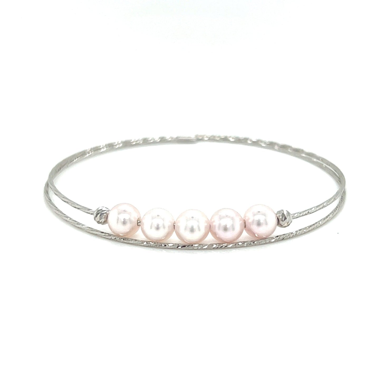 Five Akoya Pearl Wire Bangle 5.5 - 6mm - JMW Jewelry Wholesale
