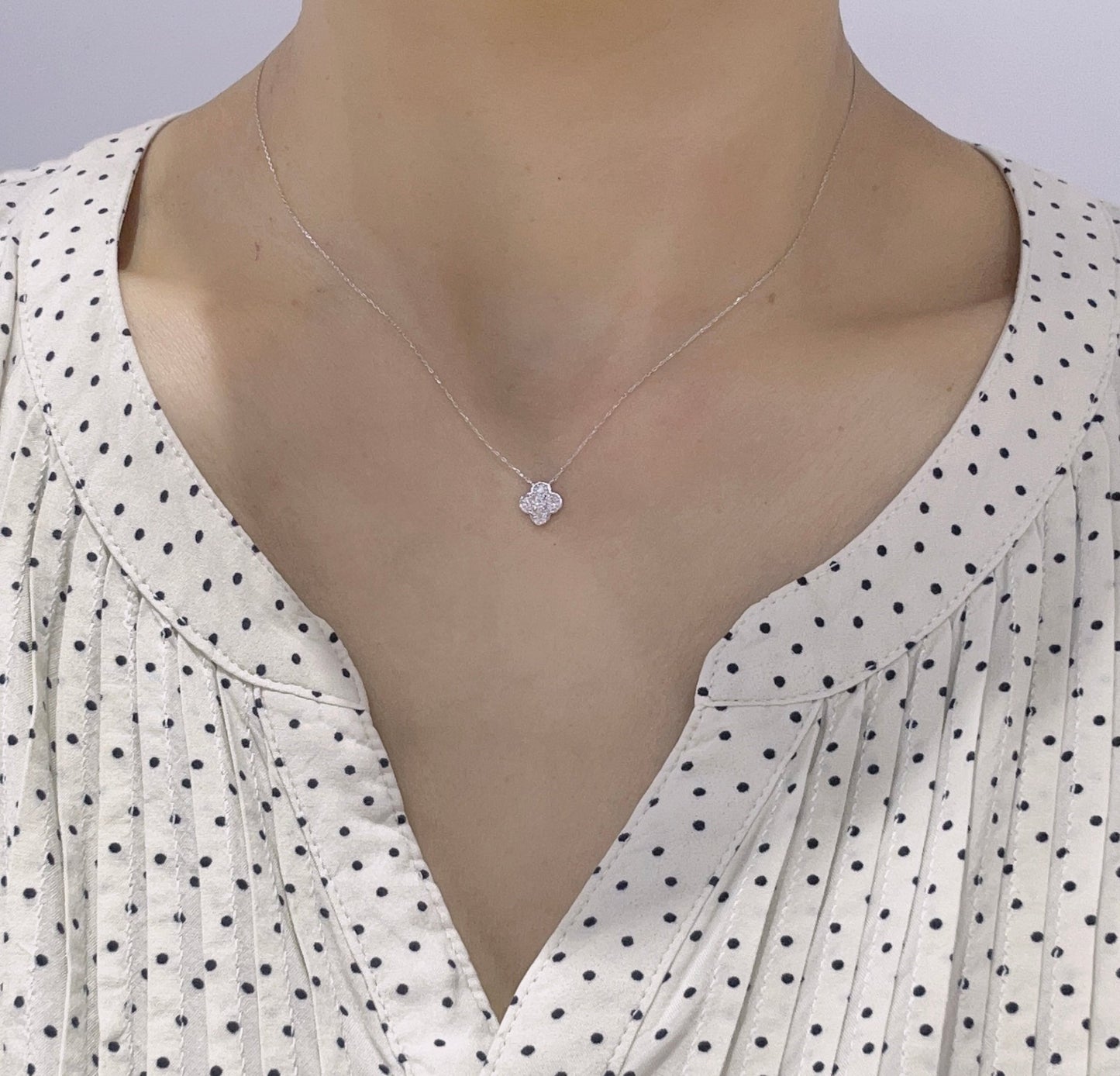 Flat Clover Necklace 0.1ct - JMW Jewelry Wholesale