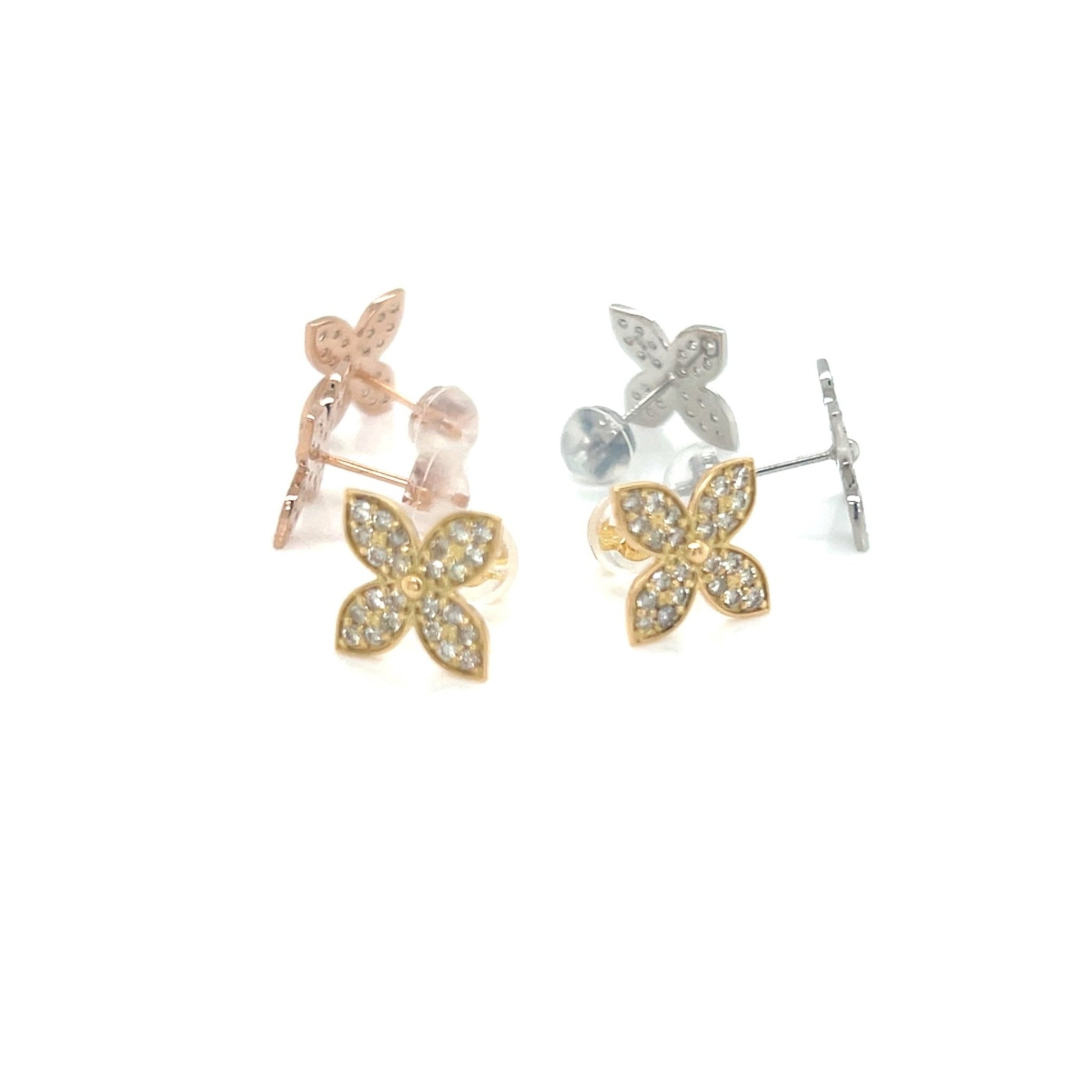 Flat Four Petal Flower Earrings 0.4ct - JMW Jewelry Wholesale