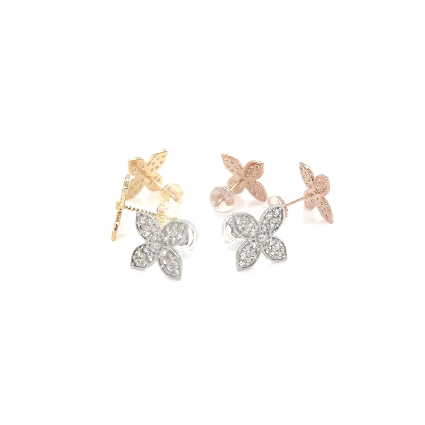 Flat Four Petal Flower Earrings 0.4ct - JMW Jewelry Wholesale