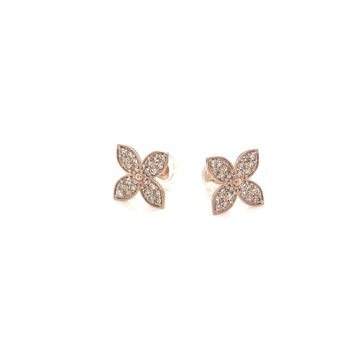 Flat Four Petal Flower Earrings 0.4ct - JMW Jewelry Wholesale