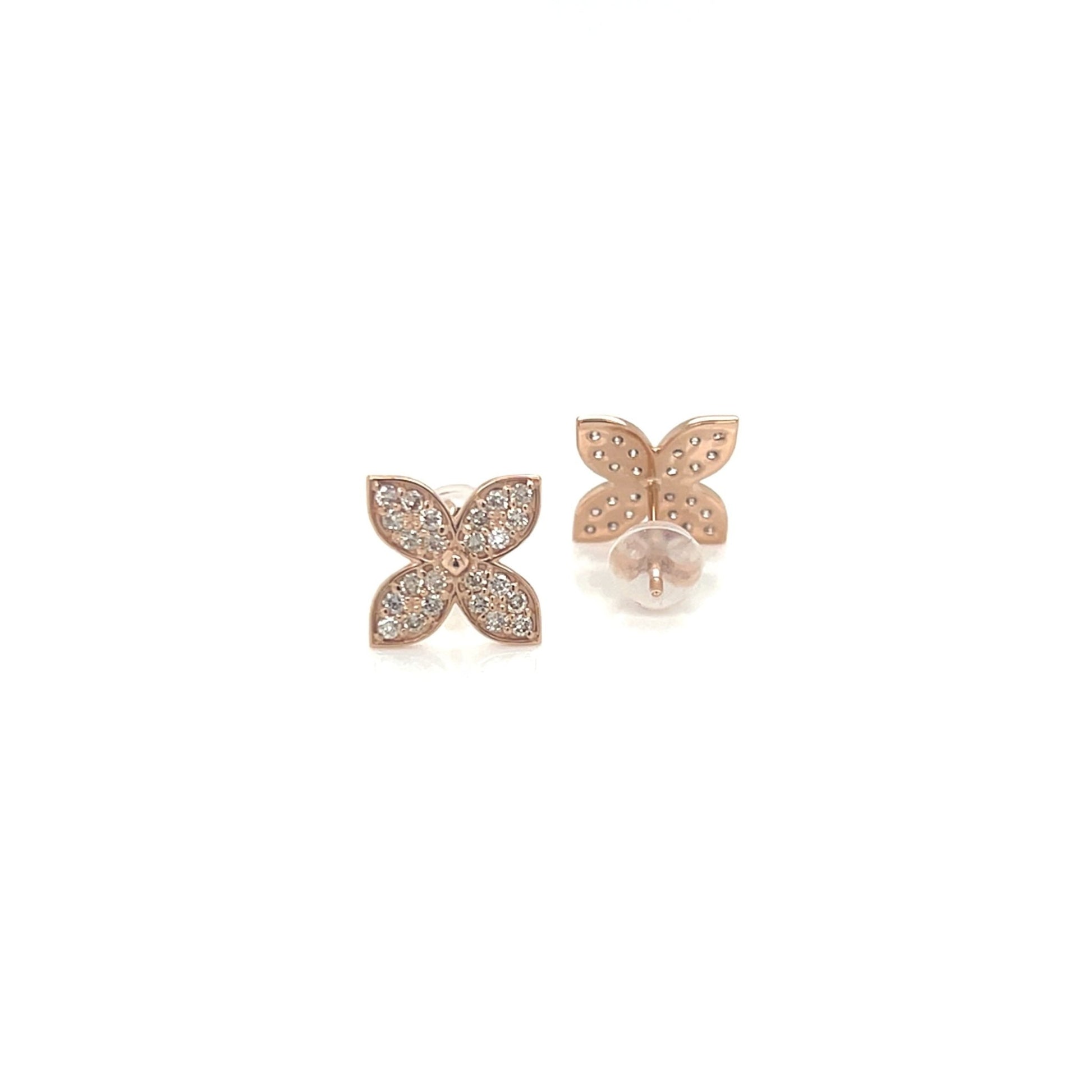 Flat Four Petal Flower Earrings 0.4ct - JMW Jewelry Wholesale