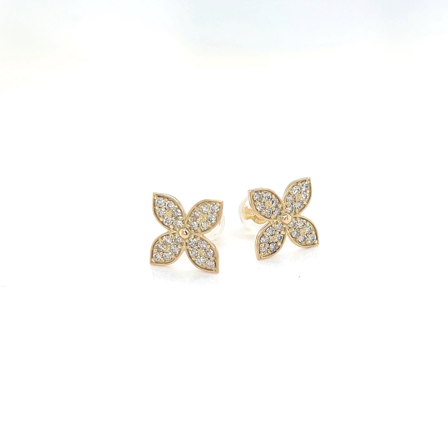 Flat Four Petal Flower Earrings 0.4ct - JMW Jewelry Wholesale
