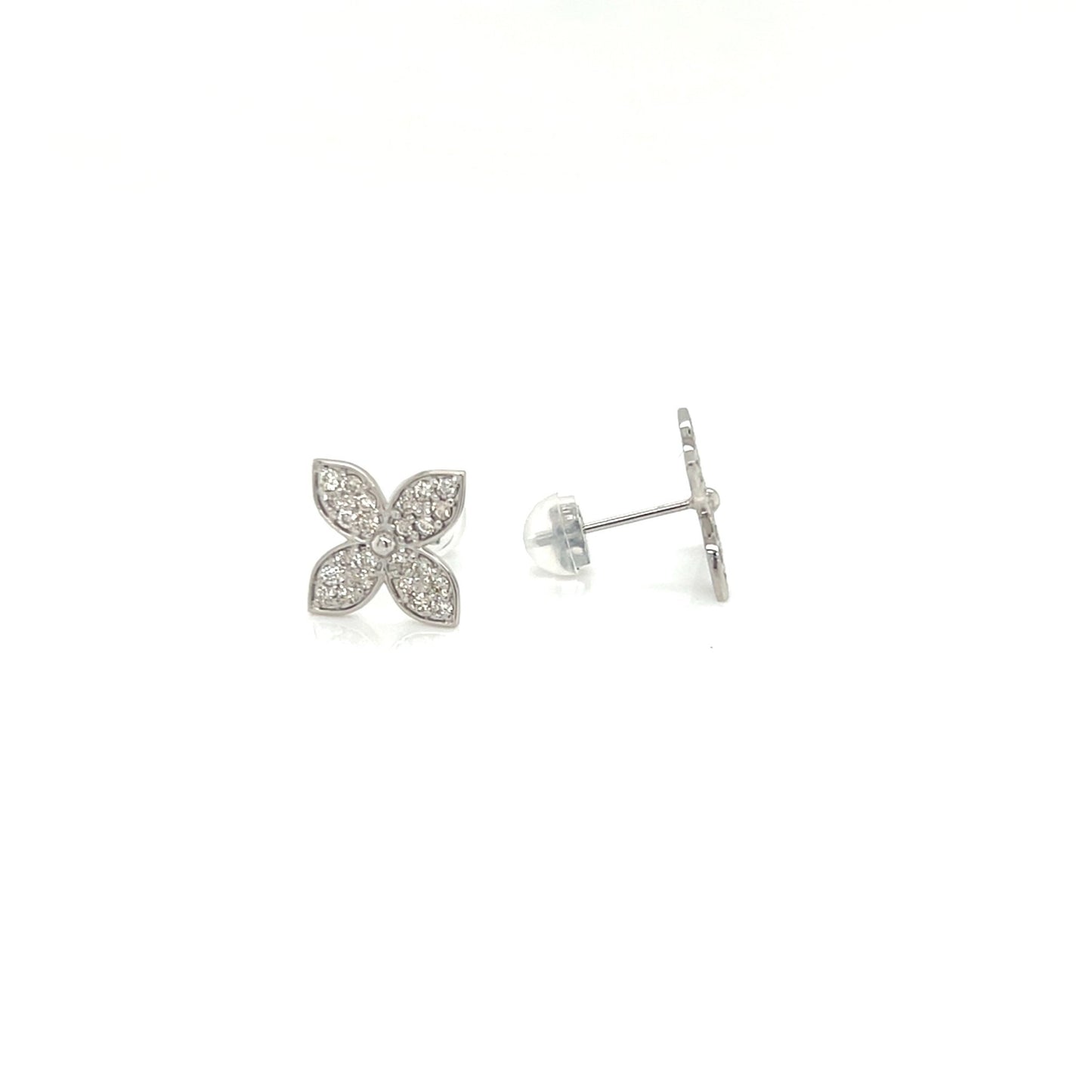 Flat Four Petal Flower Earrings 0.4ct - JMW Jewelry Wholesale