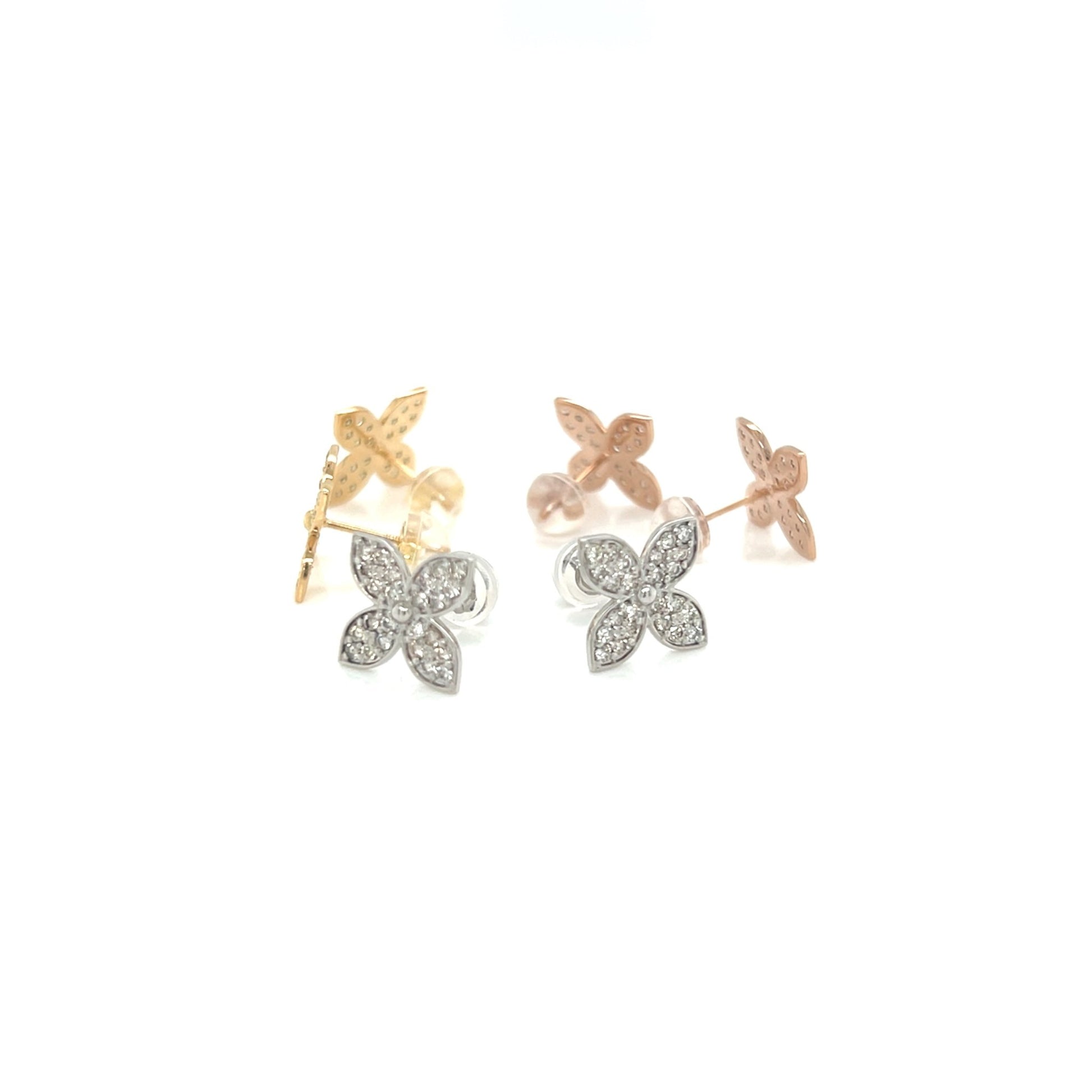 Flat Four Petal Flower Earrings 0.4ct - JMW Jewelry Wholesale