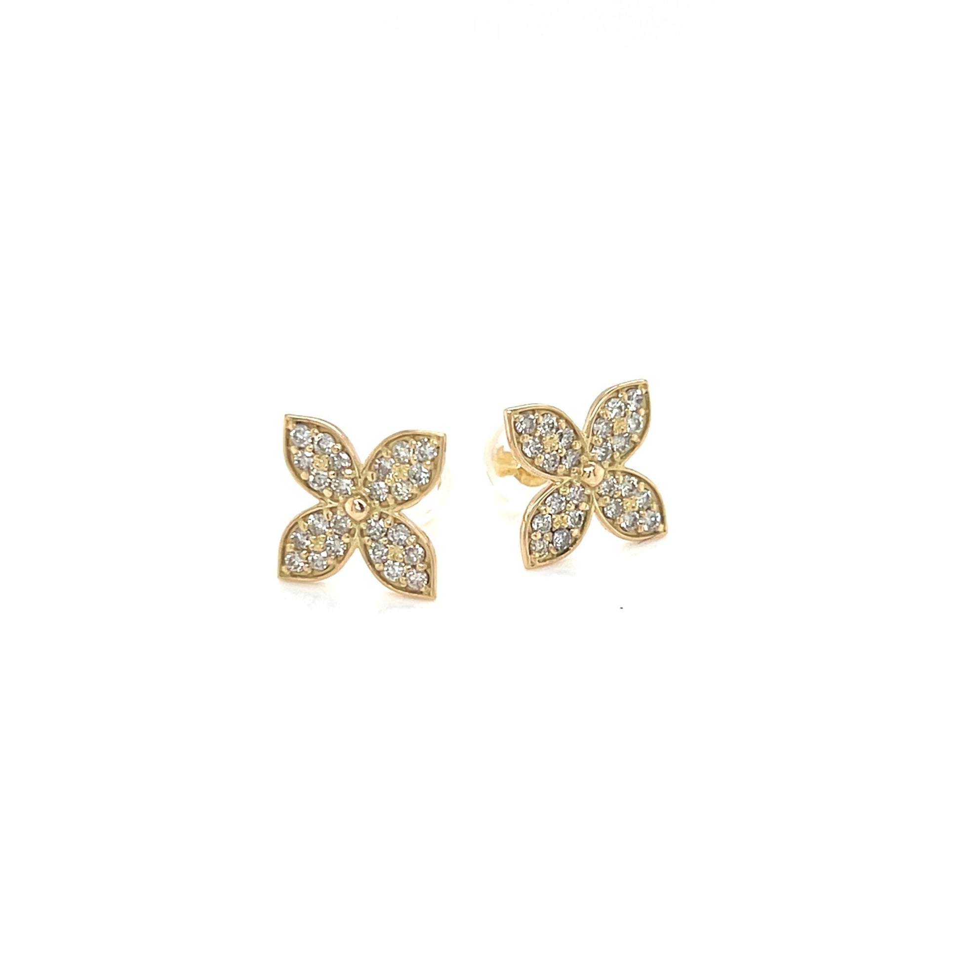 Flat Four Petal Flower Earrings 0.4ct - JMW Jewelry Wholesale