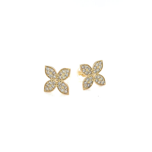 Flat Four Petal Flower Earrings 0.4ct - JMW Jewelry Wholesale