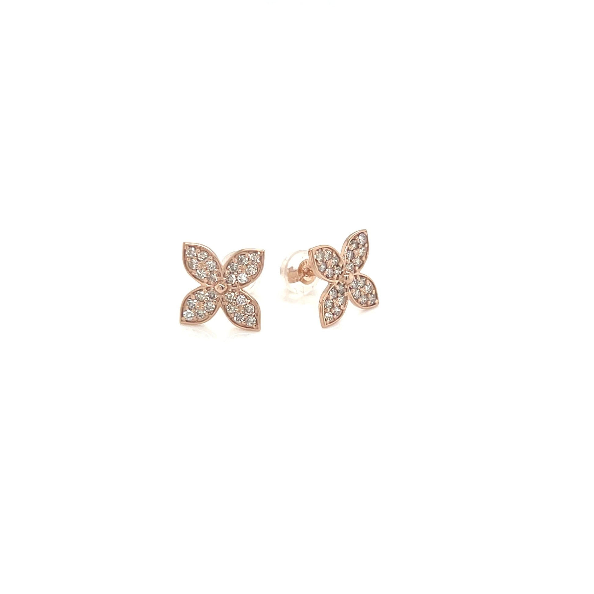 Flat Four Petal Flower Earrings 0.4ct - JMW Jewelry Wholesale