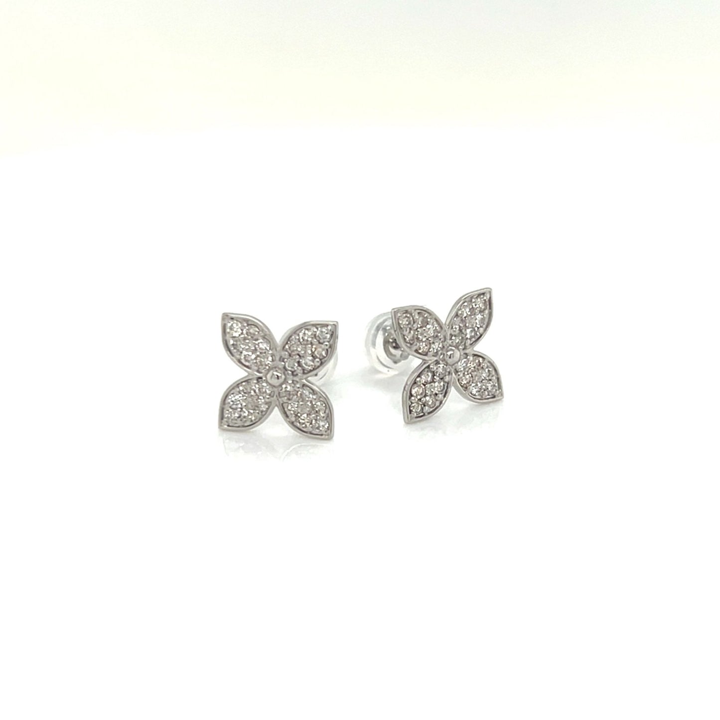 Flat Four Petal Flower Earrings 0.4ct - JMW Jewelry Wholesale