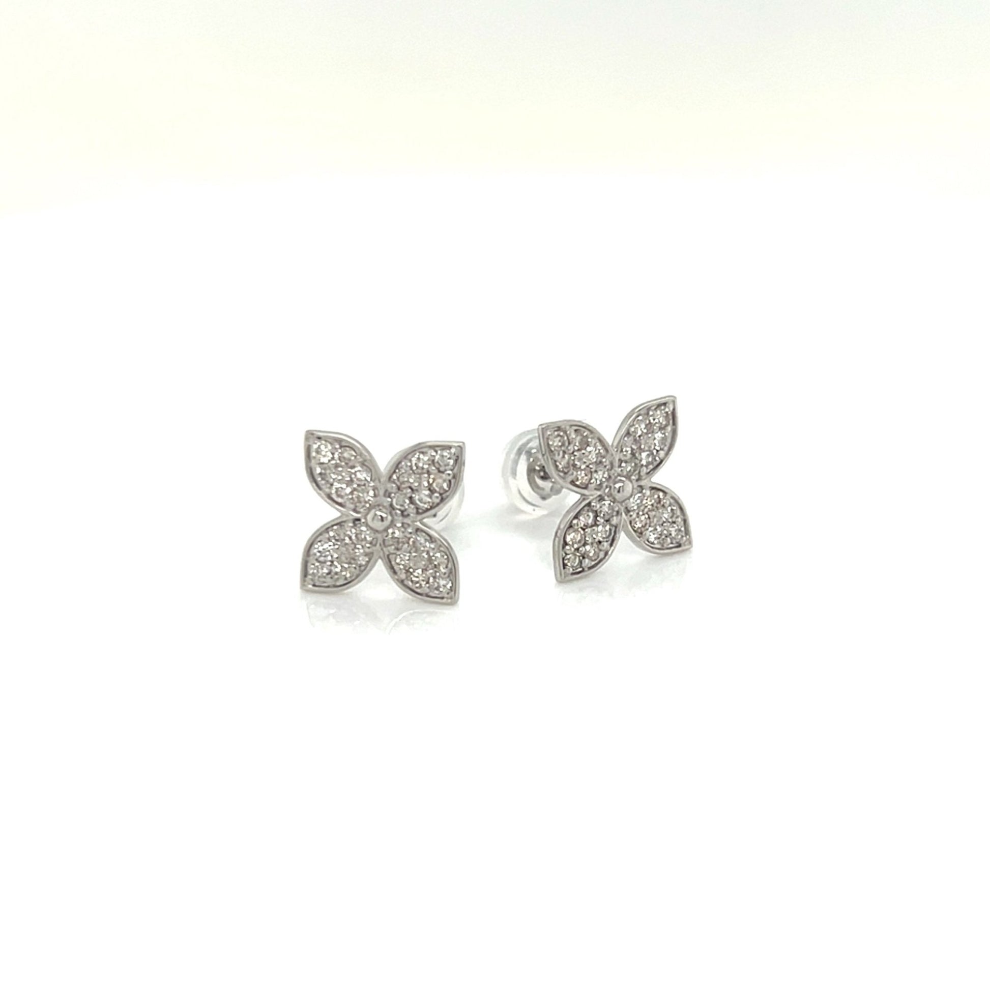Flat Four Petal Flower Earrings 0.4ct - JMW Jewelry Wholesale