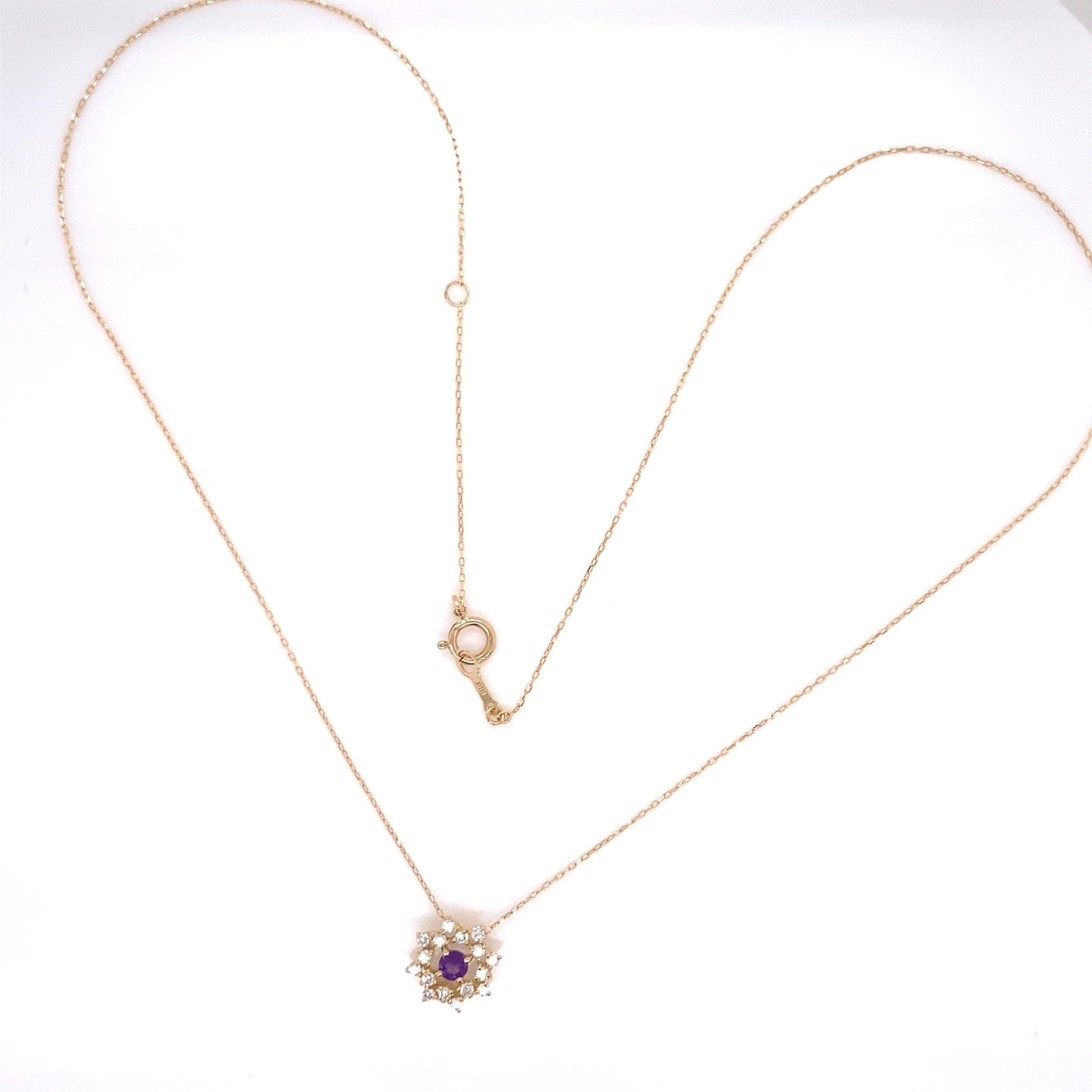 Flower Birthstone Necklace 0.16ct (Feb - Amethyst) - JMW Jewelry Wholesale
