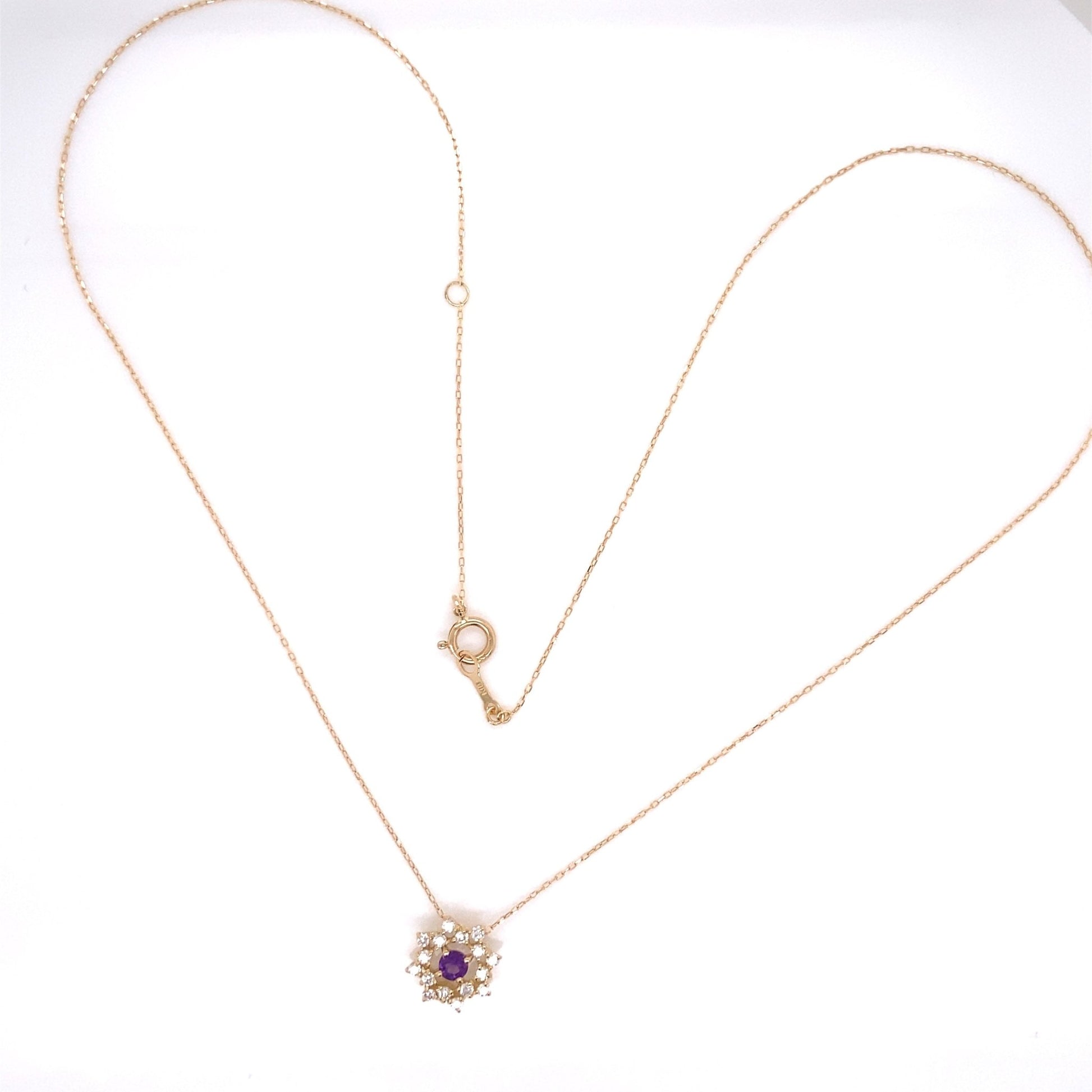 Flower Birthstone Necklace 0.16ct (Feb - Amethyst) - JMW Jewelry Wholesale