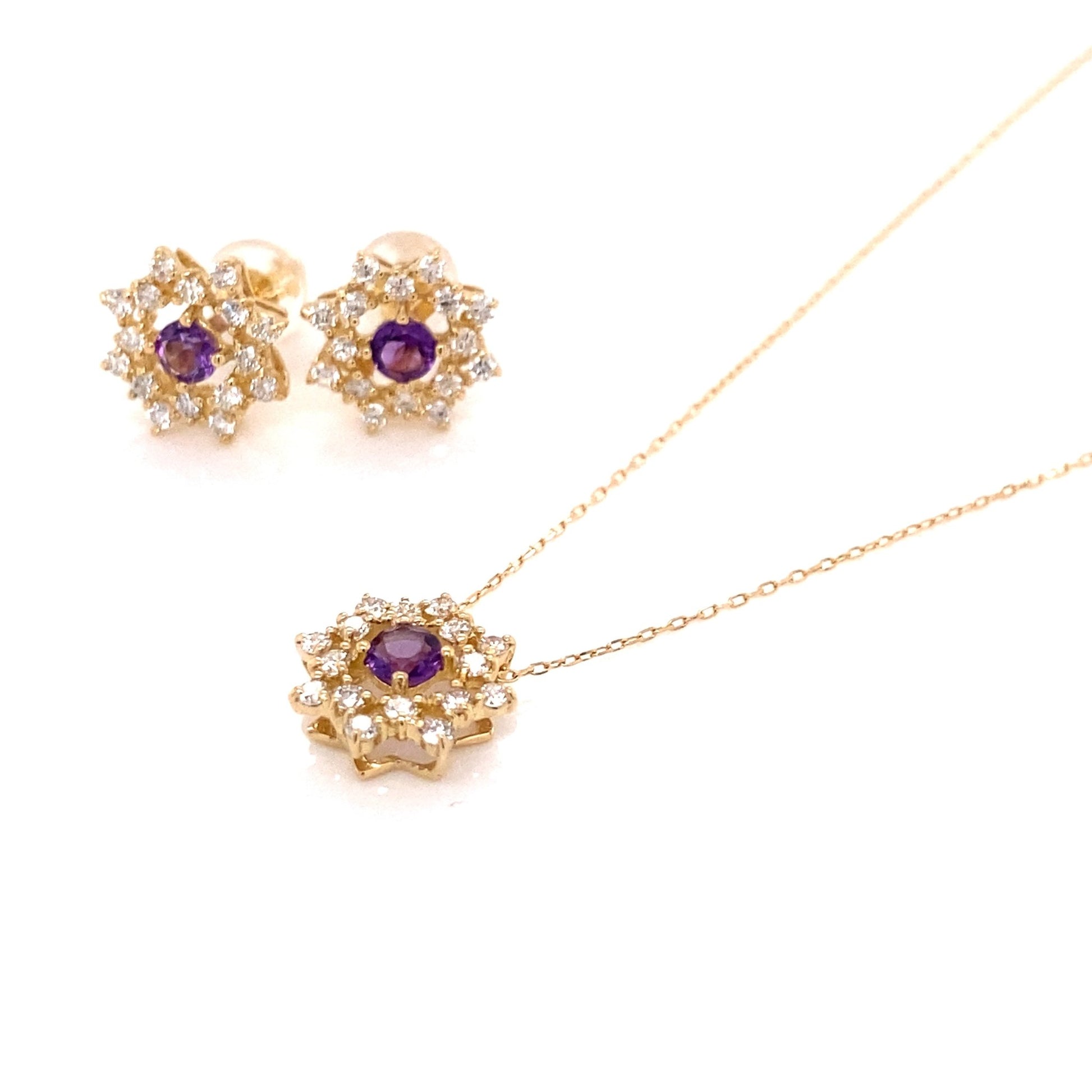 Flower Birthstone Necklace 0.16ct (Feb - Amethyst) - JMW Jewelry Wholesale