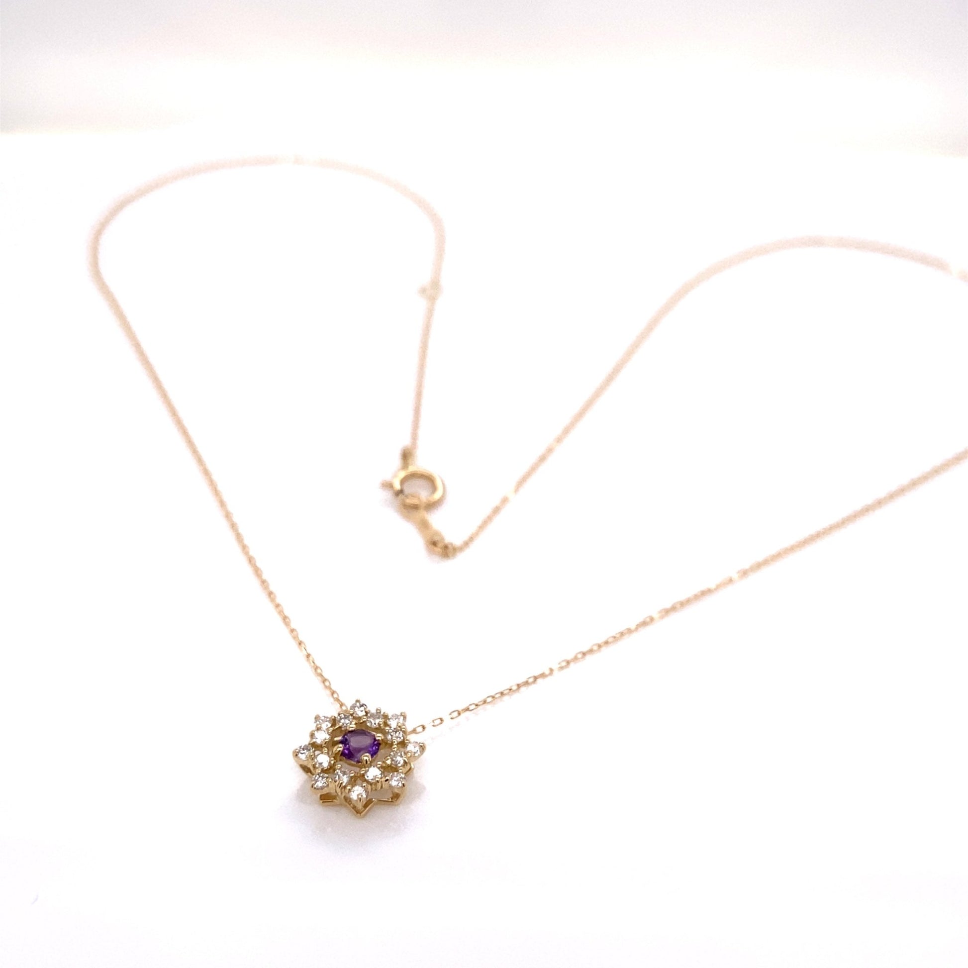 Flower Birthstone Necklace 0.16ct (Feb - Amethyst) - JMW Jewelry Wholesale