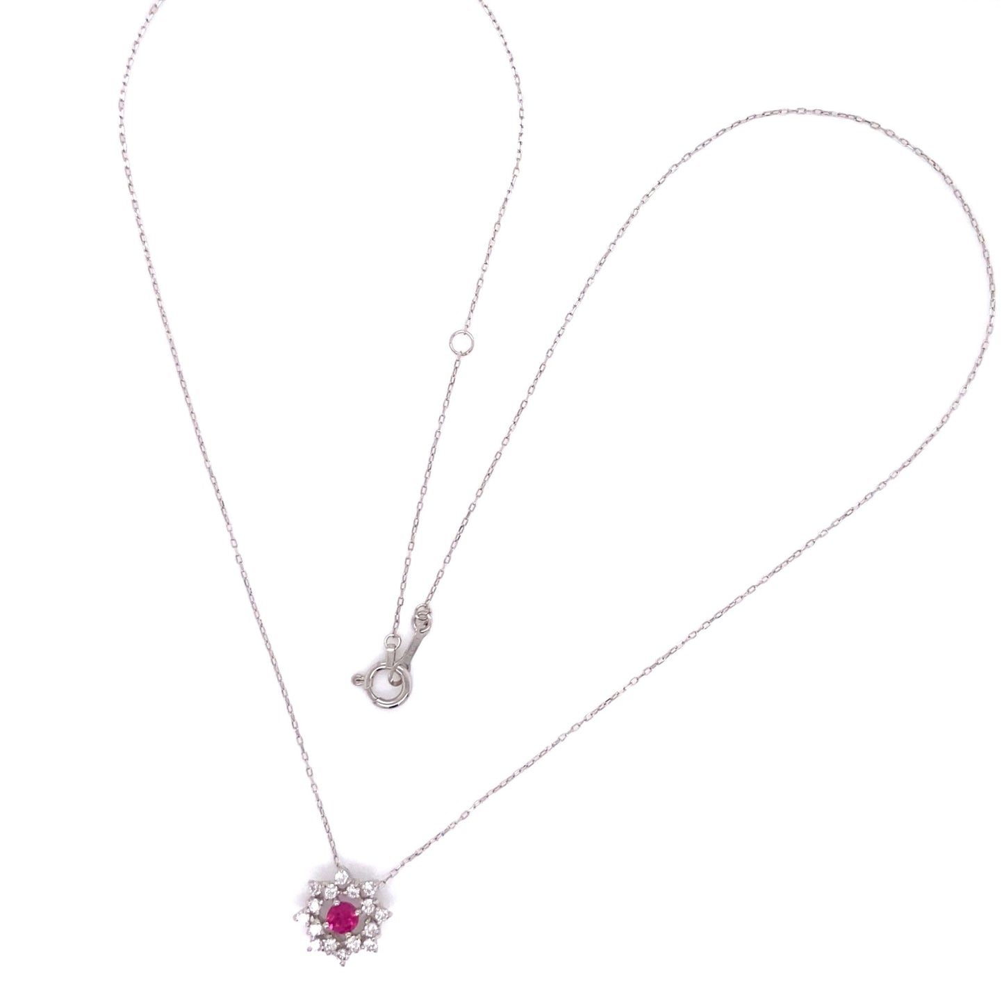 Flower Birthstone Necklace 0.16ct (Jul - Ruby) - JMW Jewelry Wholesale