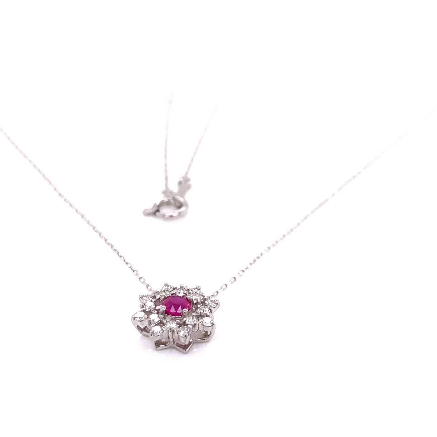 Flower Birthstone Necklace 0.16ct (Jul - Ruby) - JMW Jewelry Wholesale
