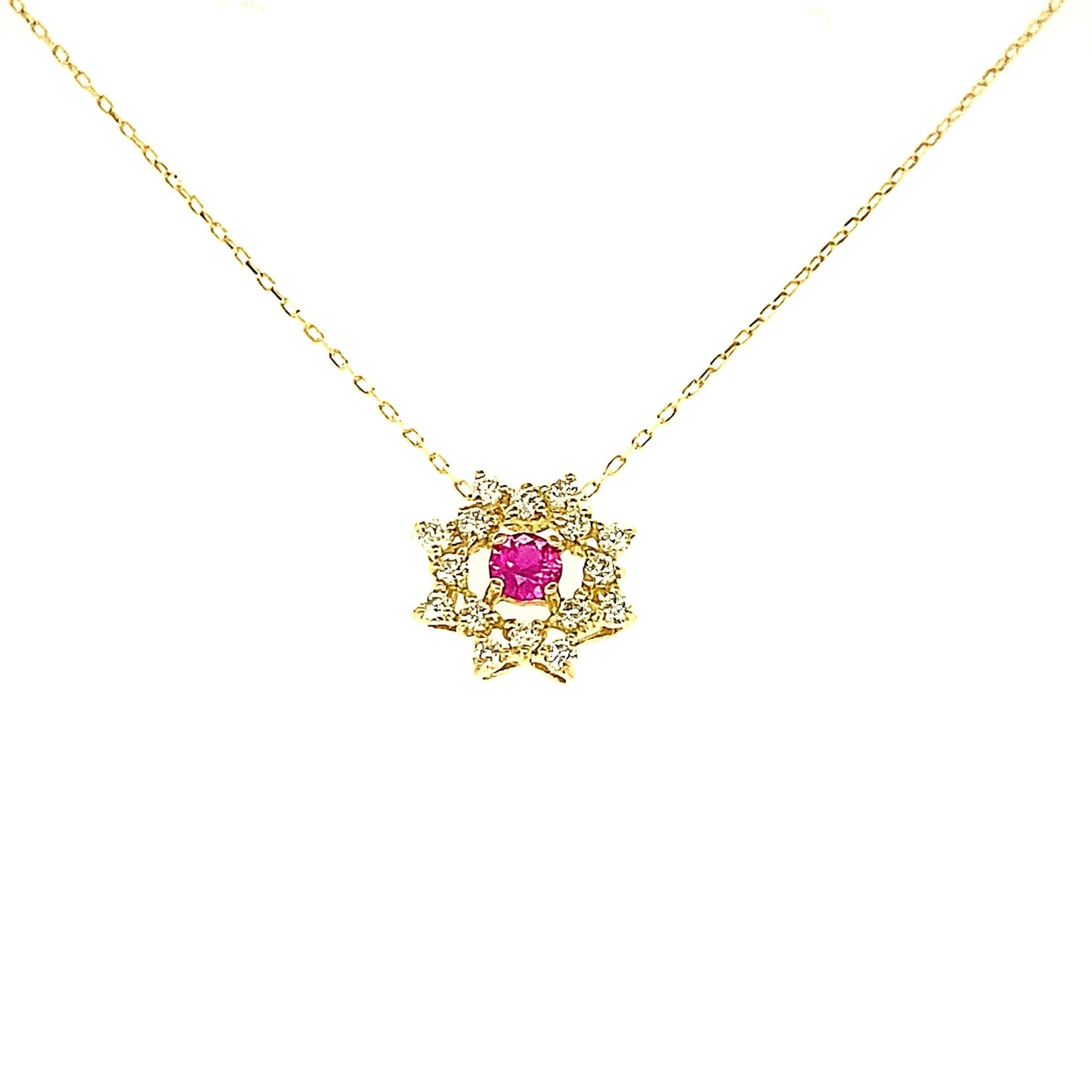 Flower Birthstone Necklace 0.16ct (Jul - Ruby) - JMW Jewelry Wholesale
