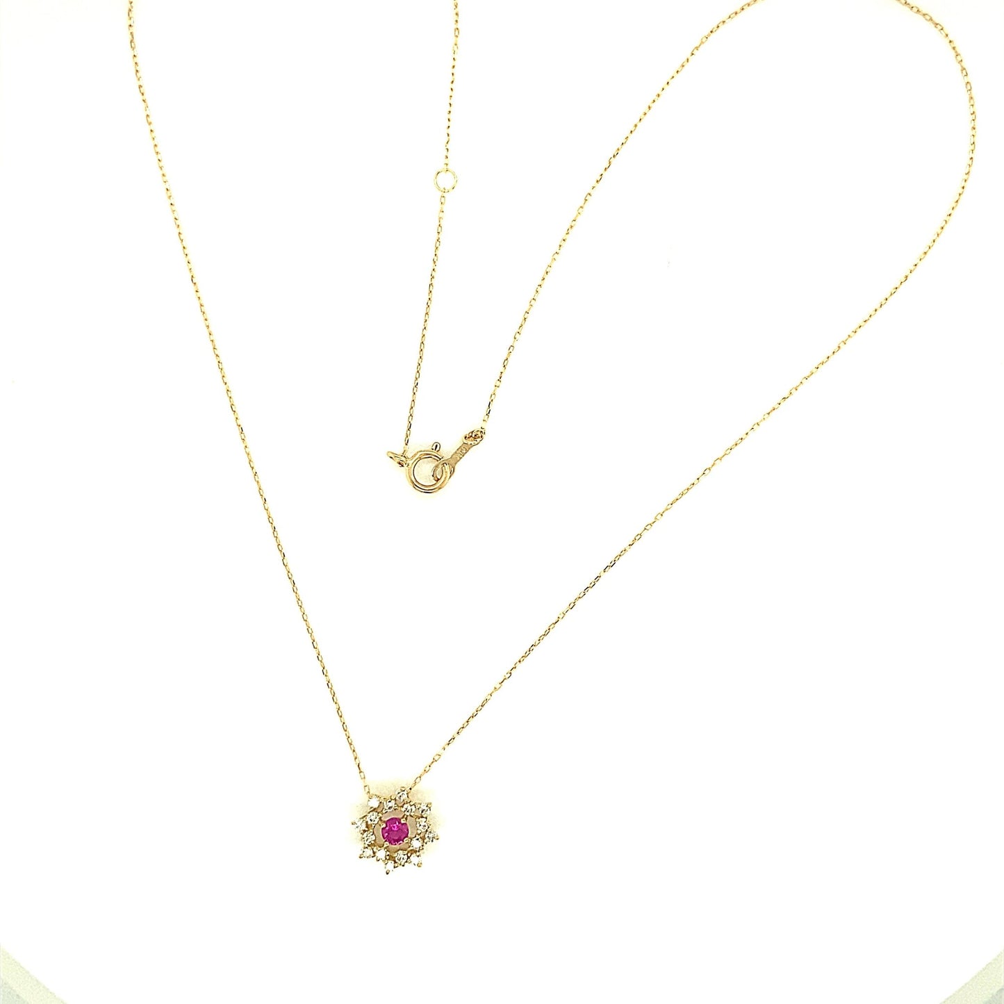 Flower Birthstone Necklace 0.16ct (Jul - Ruby) - JMW Jewelry Wholesale
