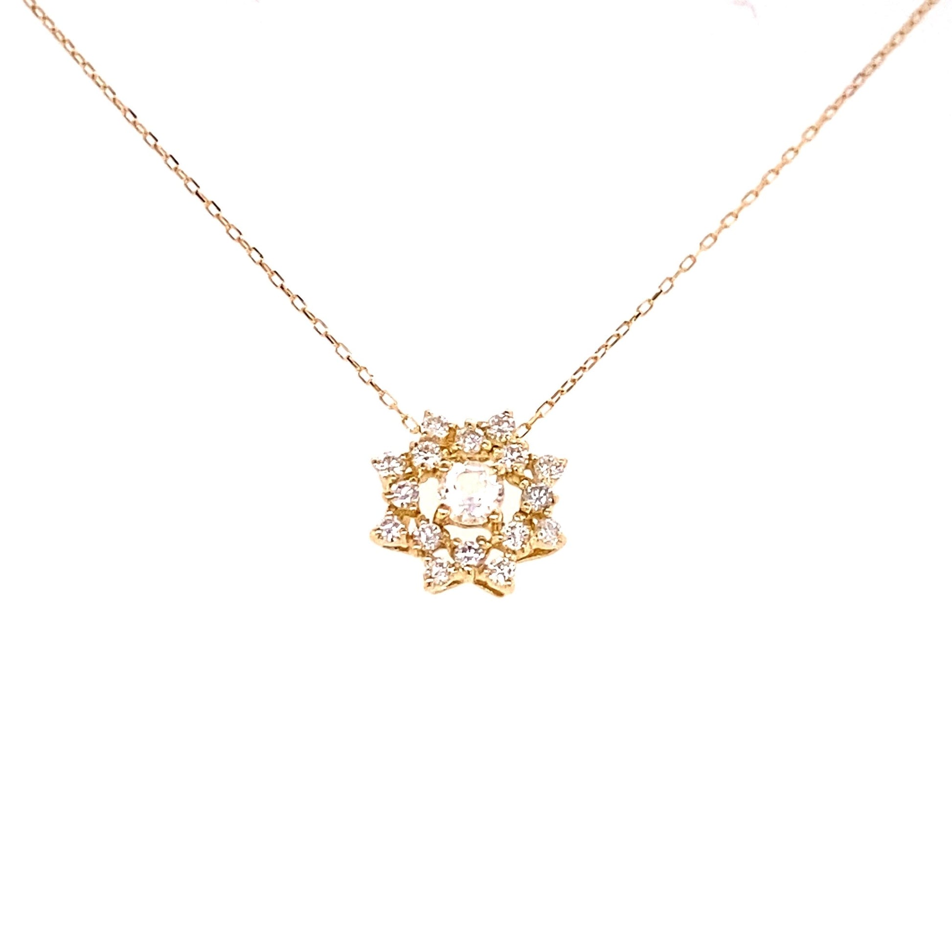 Flower Birthstone Necklace 0.16ct (Jun - Moonstone) - JMW Jewelry Wholesale