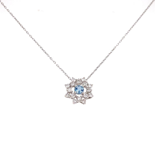 Flower Birthstone Necklace 0.16ct (Mar - Aquamarine) - JMW Jewelry Wholesale