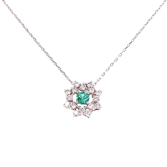 Flower Birthstone Necklace 0.16ct (May - Emerald) - JMW Jewelry Wholesale