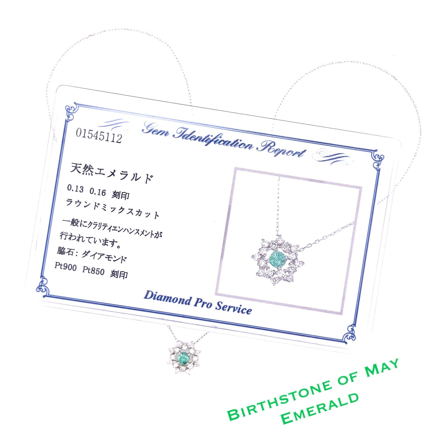 Flower Birthstone Necklace 0.16ct (May - Emerald) - JMW Jewelry Wholesale