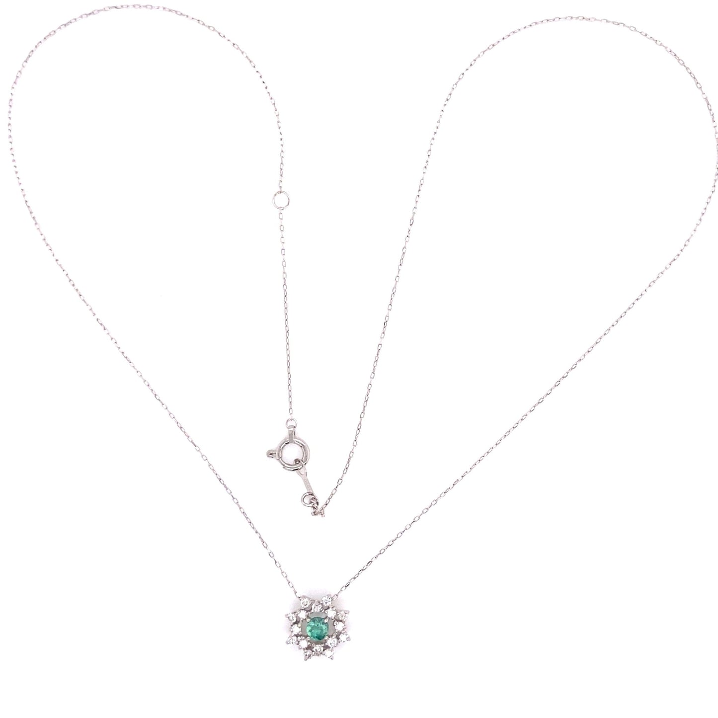 Flower Birthstone Necklace 0.16ct (May - Emerald) - JMW Jewelry Wholesale