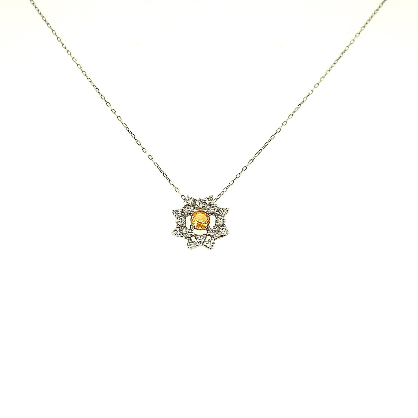 Flower Birthstone Necklace 0.16ct (Nov - Citrine) - JMW Jewelry Wholesale