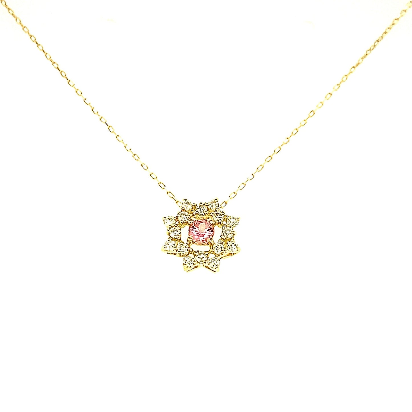 Flower Birthstone Necklace 0.16ct (Oct - Pink Tourmaline) - JMW Jewelry Wholesale