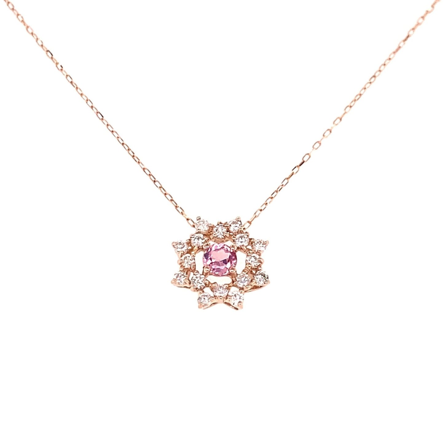 Flower Birthstone Necklace 0.16ct (Oct - Pink Tourmaline) - JMW Jewelry Wholesale