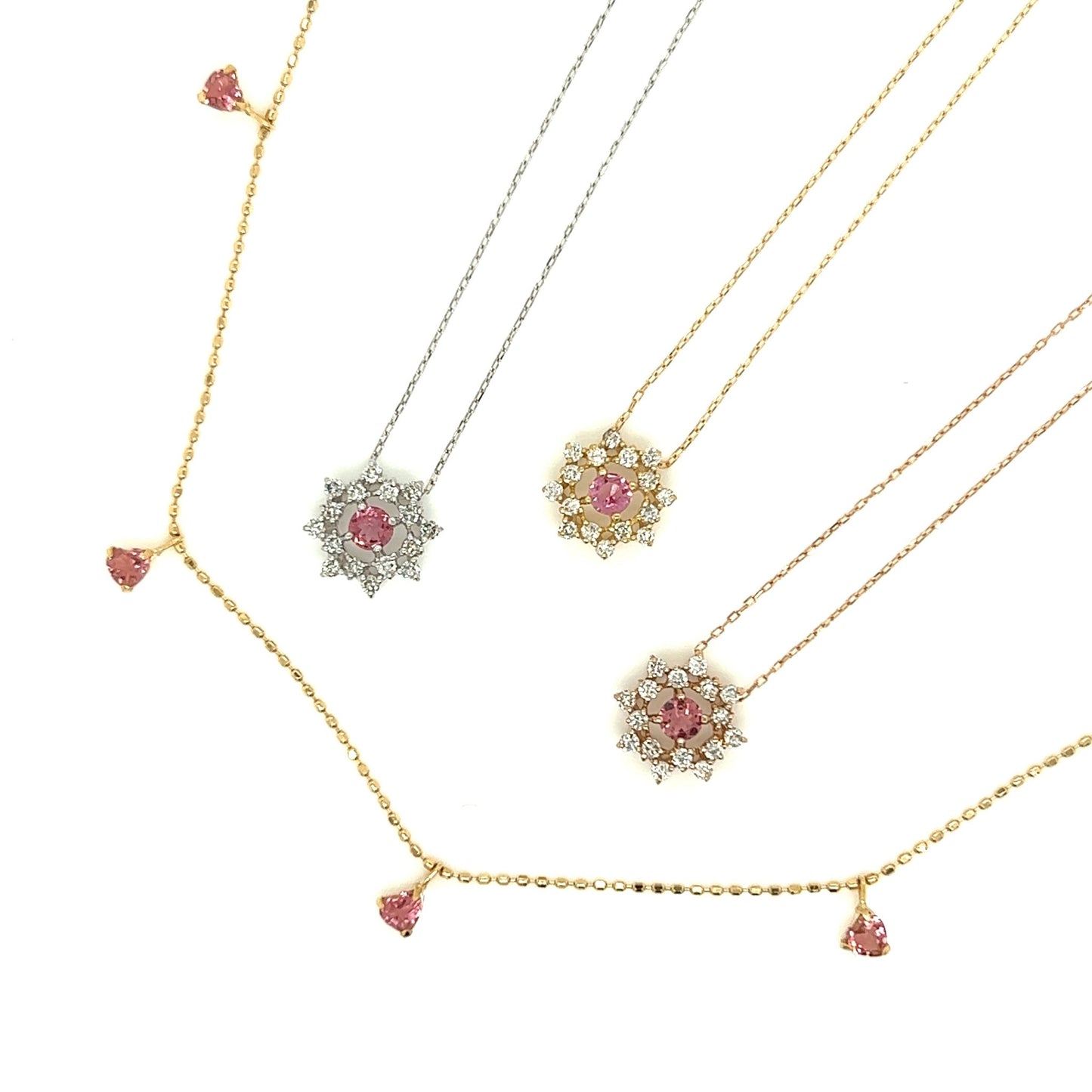 Flower Birthstone Necklace 0.16ct (Oct - Pink Tourmaline) - JMW Jewelry Wholesale