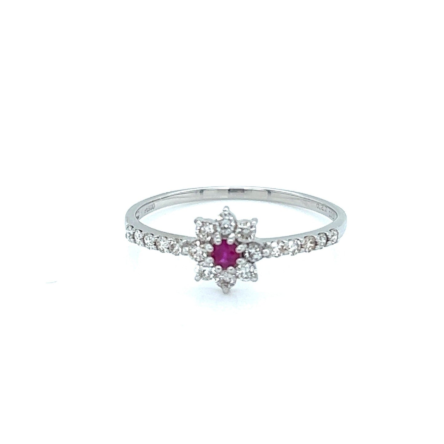 Flower Ruby Pave ring 0.06/0.27ct - JMW Jewelry Wholesale