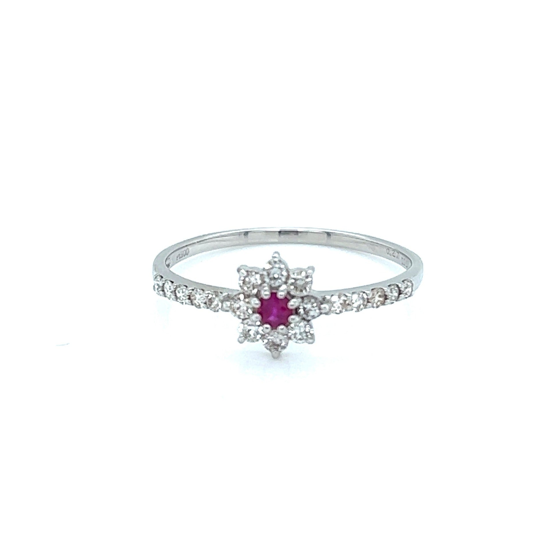 Flower Ruby Pave ring 0.06/0.27ct - JMW Jewelry Wholesale