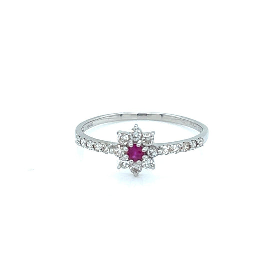 Flower Ruby Pave ring 0.06/0.27ct - JMW Jewelry Wholesale