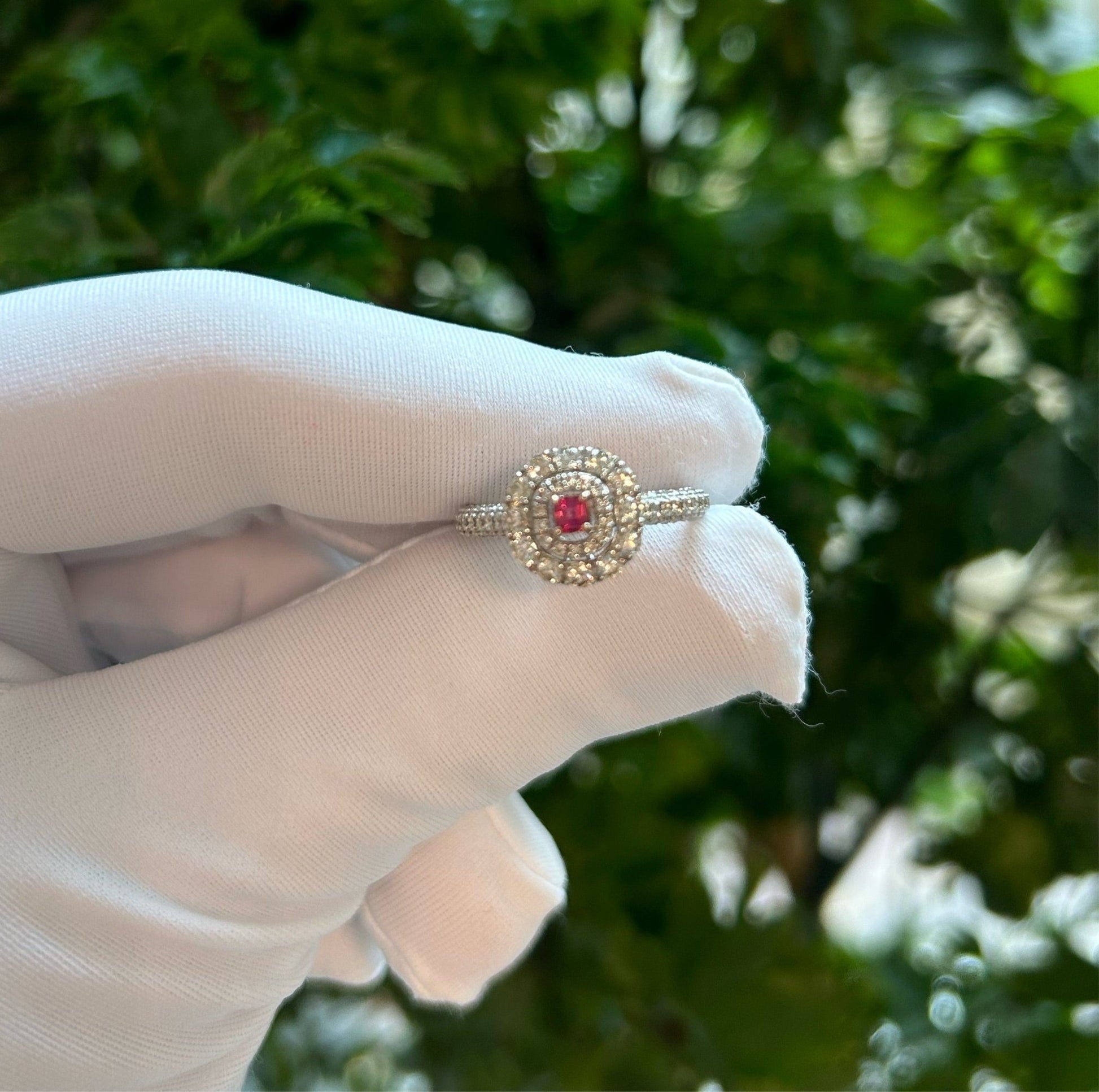 Flower Shape Ruby Pave ring 0.12/0.95ct - JMW Jewelry Wholesale