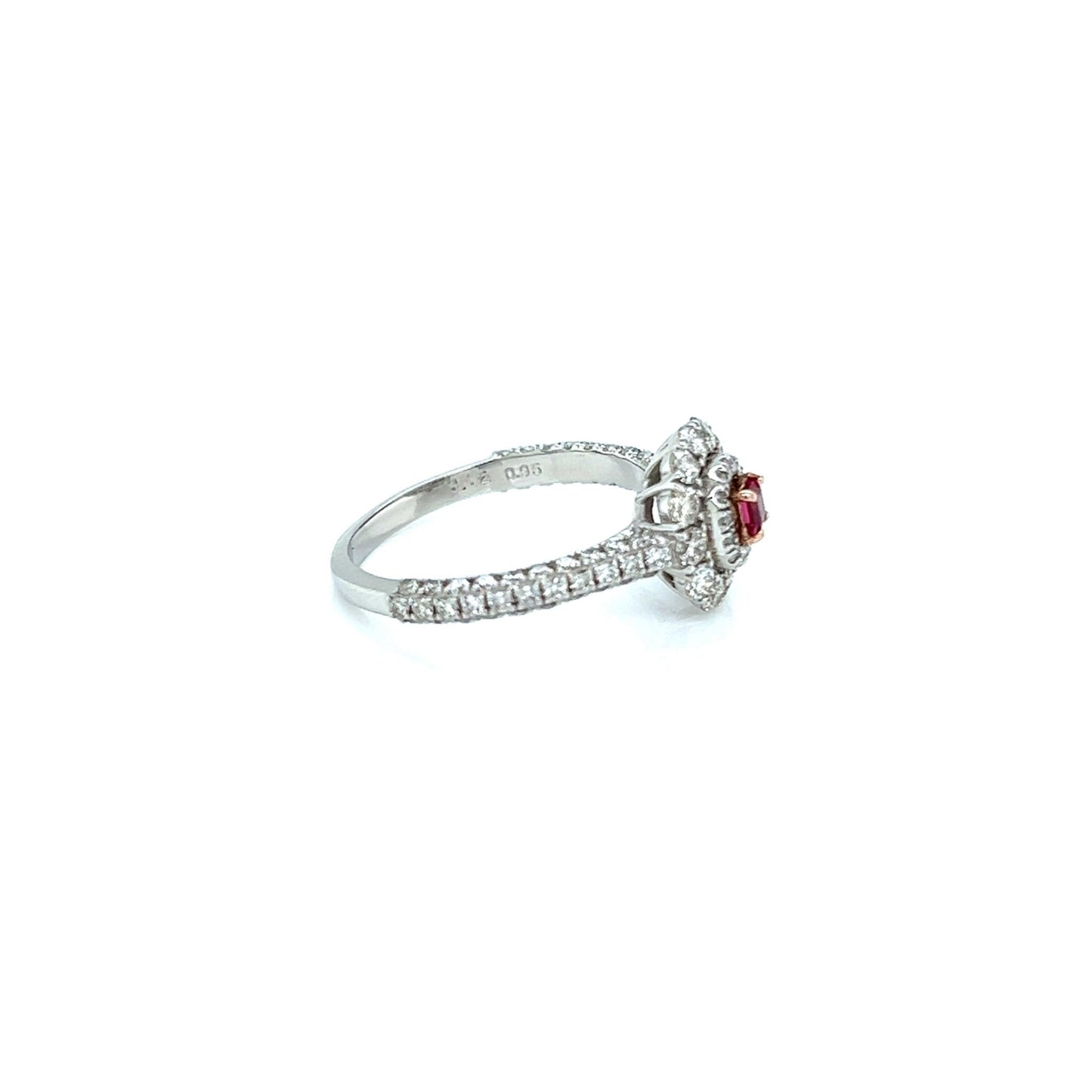 Flower Shape Ruby Pave ring 0.12/0.95ct - JMW Jewelry Wholesale