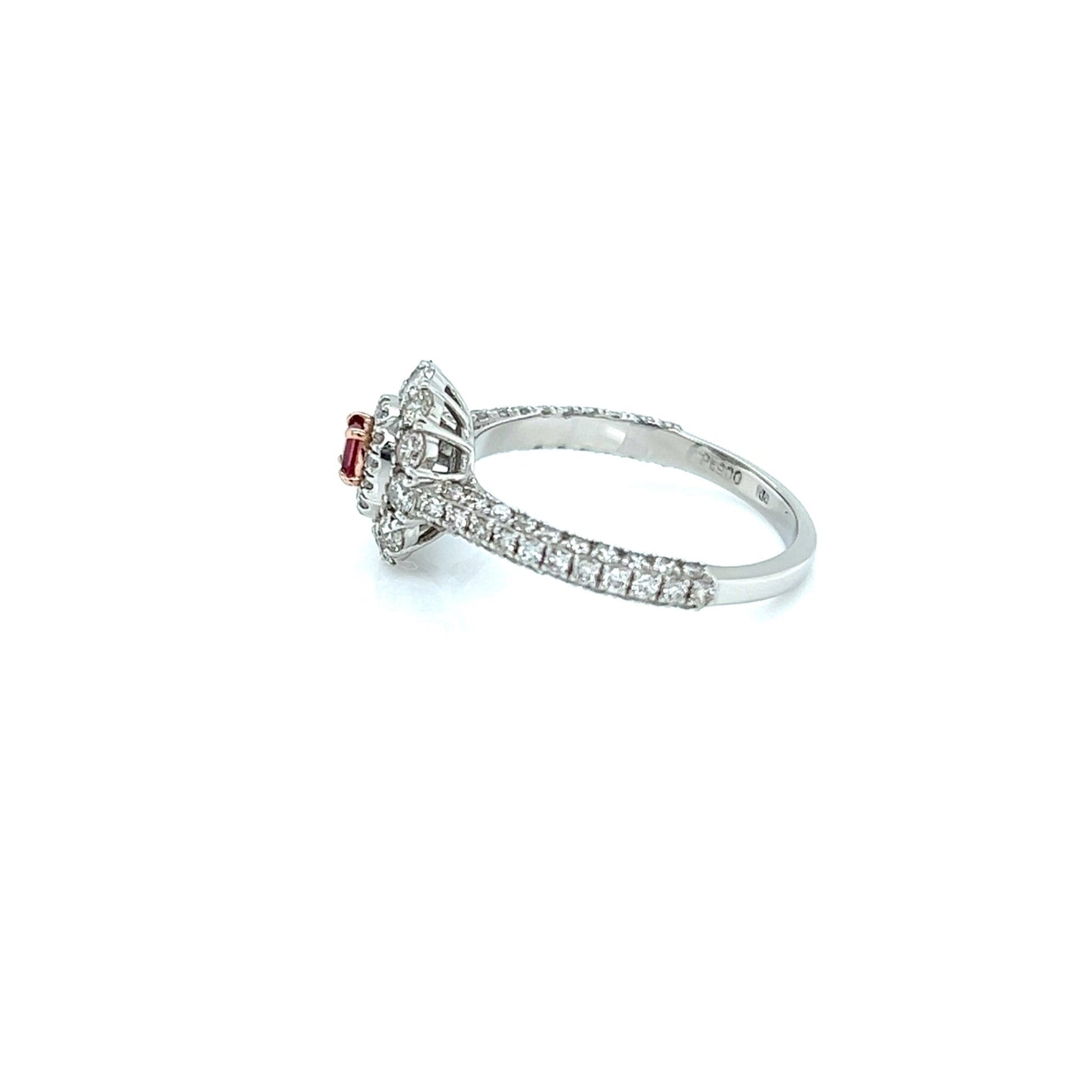 Flower Shape Ruby Pave ring 0.12/0.95ct - JMW Jewelry Wholesale