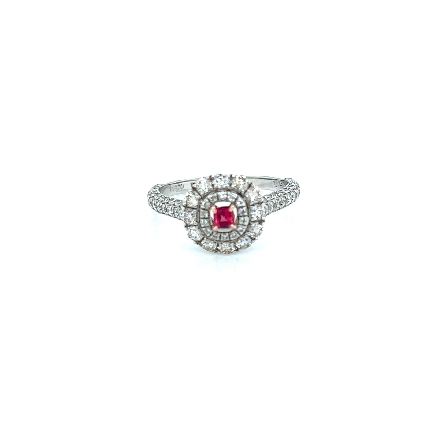 Flower Shape Ruby Pave ring 0.12/0.95ct - JMW Jewelry Wholesale