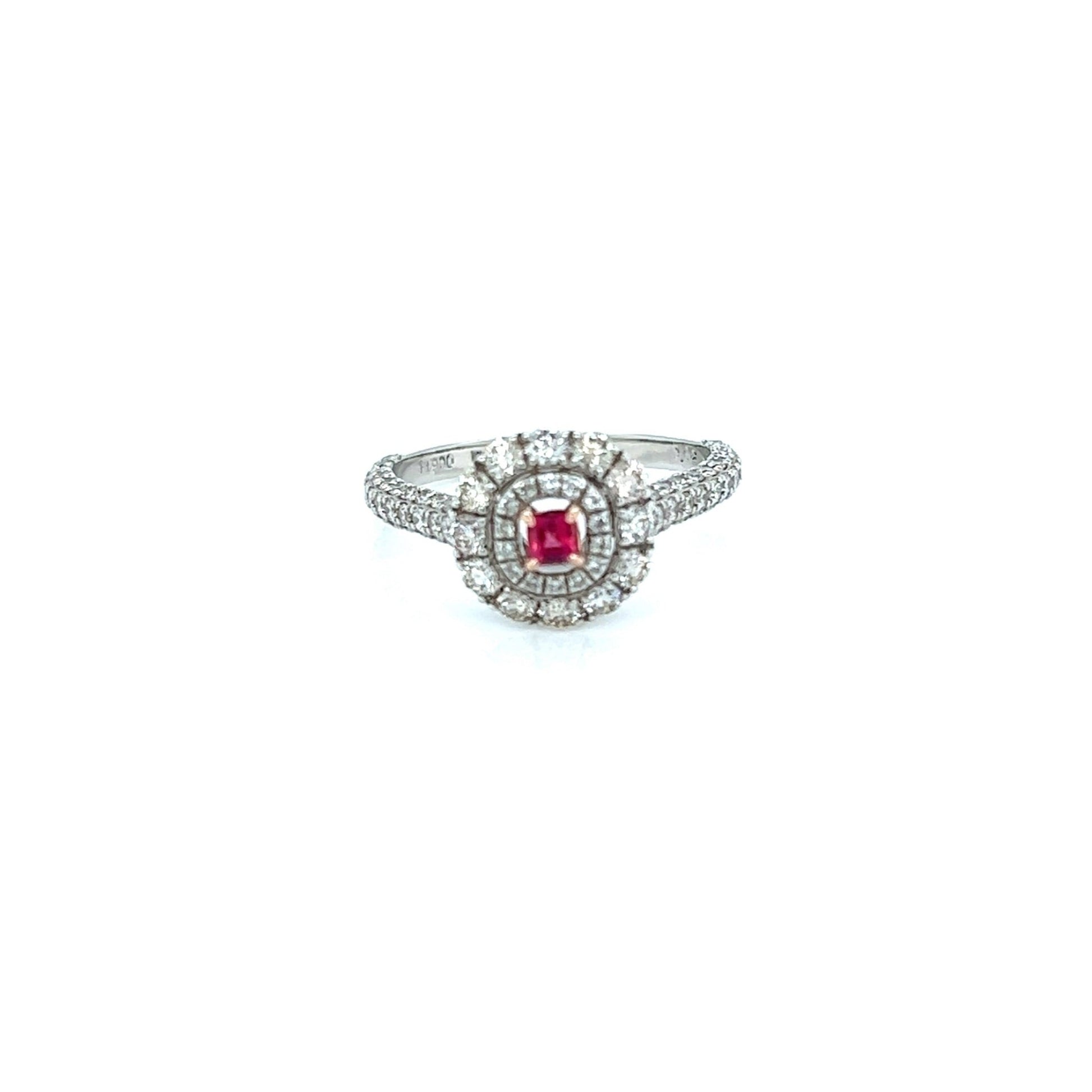 Flower Shape Ruby Pave ring 0.12/0.95ct - JMW Jewelry Wholesale