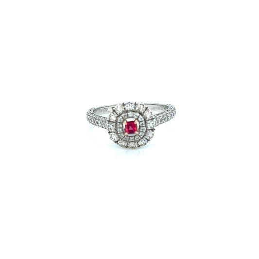 Flower Shape Ruby Pave ring 0.12/0.95ct - JMW Jewelry Wholesale