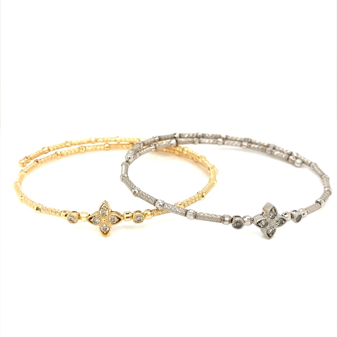 Four petal Tip Flower Flexi Bangle 0.2ct - JMW Jewelry Wholesale