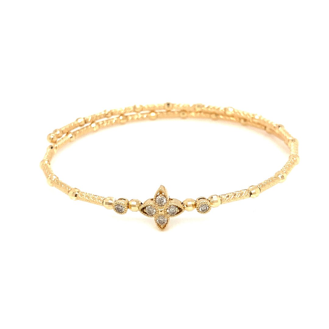 Four Petal Tip Flower Flexi Bangle 0.2ct - JMW Jewelry Wholesale