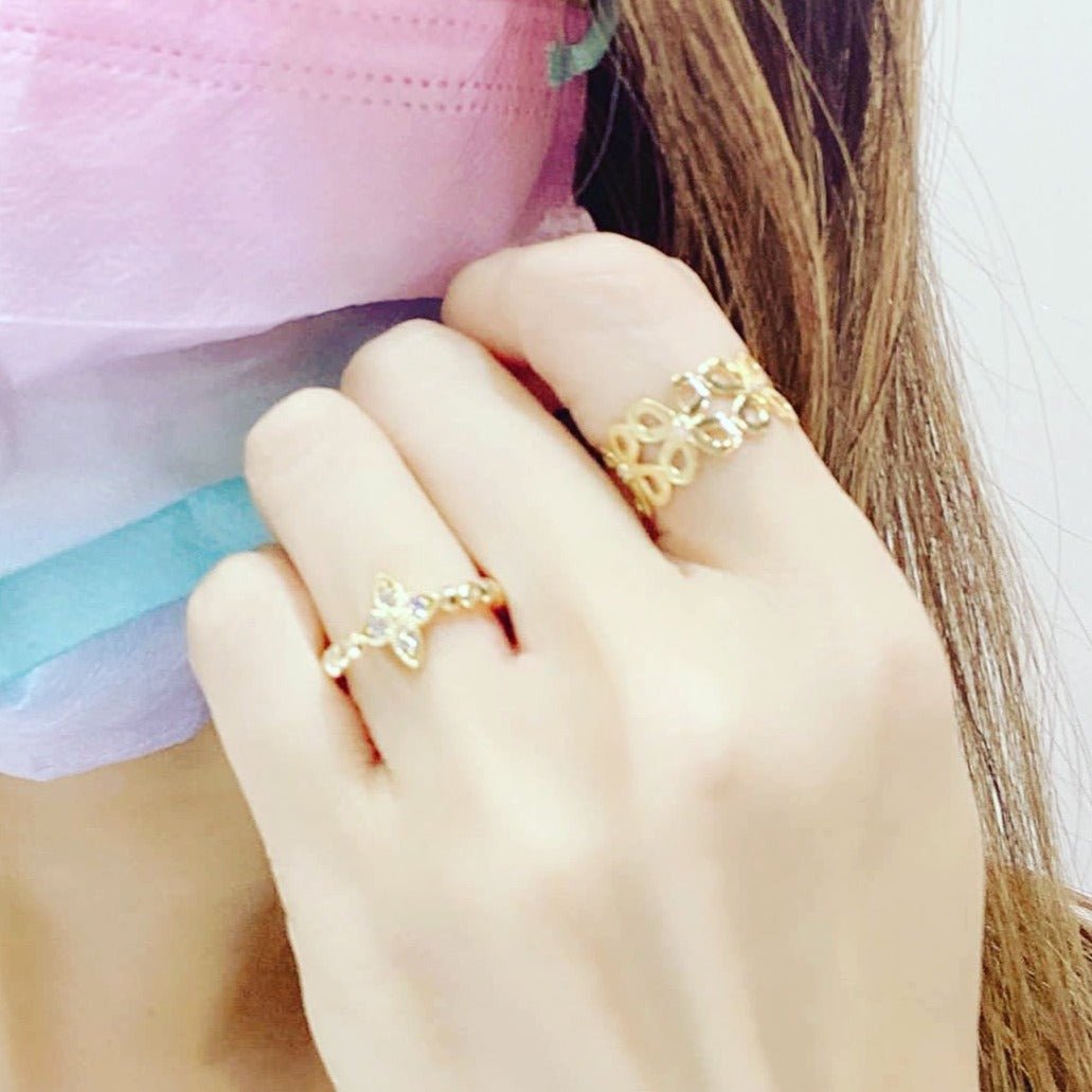 Four Petal Tip Flower Flexi Ring T 0.12ct - JMW Jewelry Wholesale