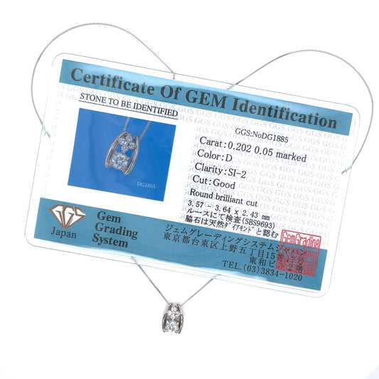 Four Tip flower Single Dia Necklace 0.202/0.05ct/GGS/D/SI2/G (GGS Certificate card) - JMW Jewelry Wholesale