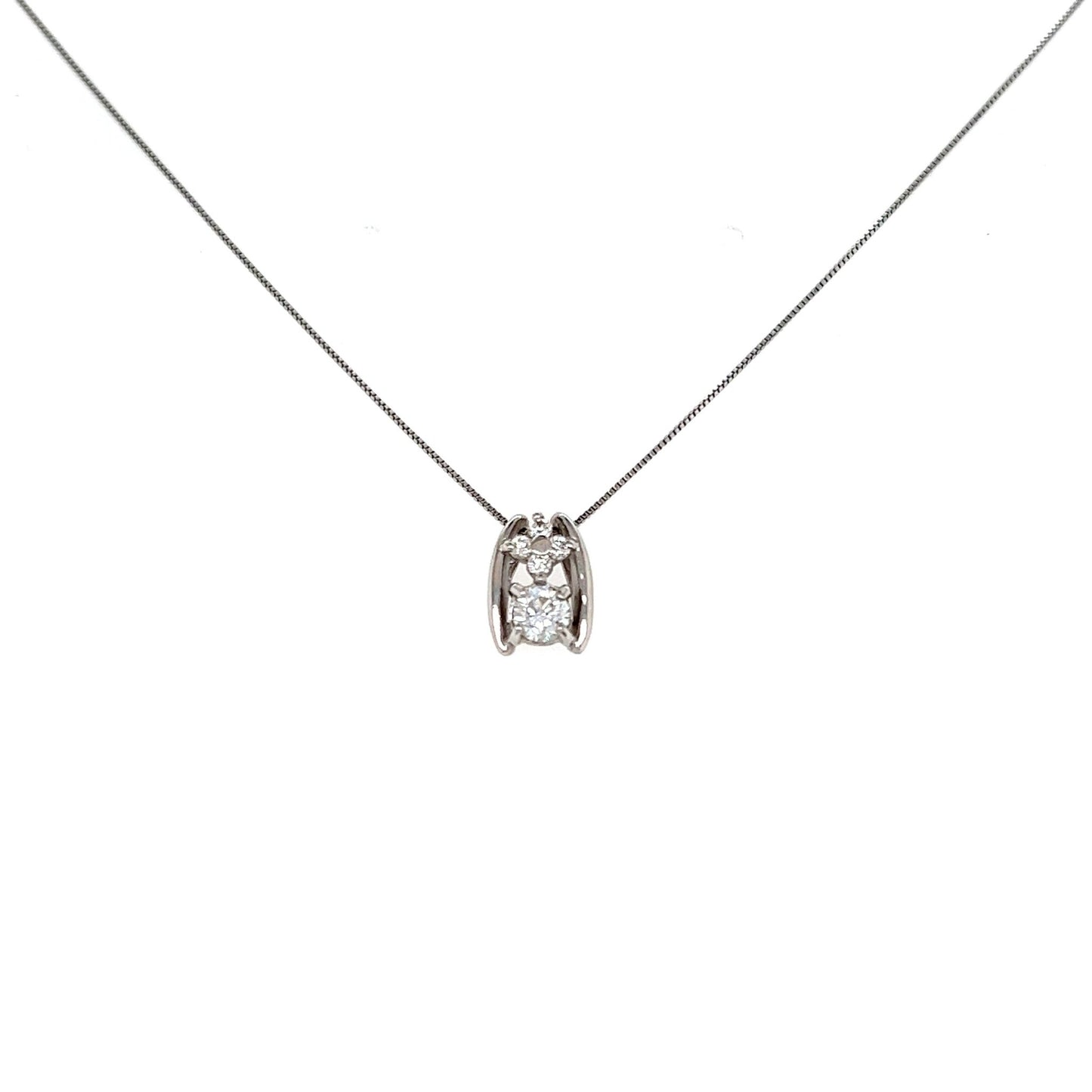 Four Tip flower Single Dia Necklace 0.202/0.05ct/GGS/D/SI2/G (GGS Certificate card) - JMW Jewelry Wholesale