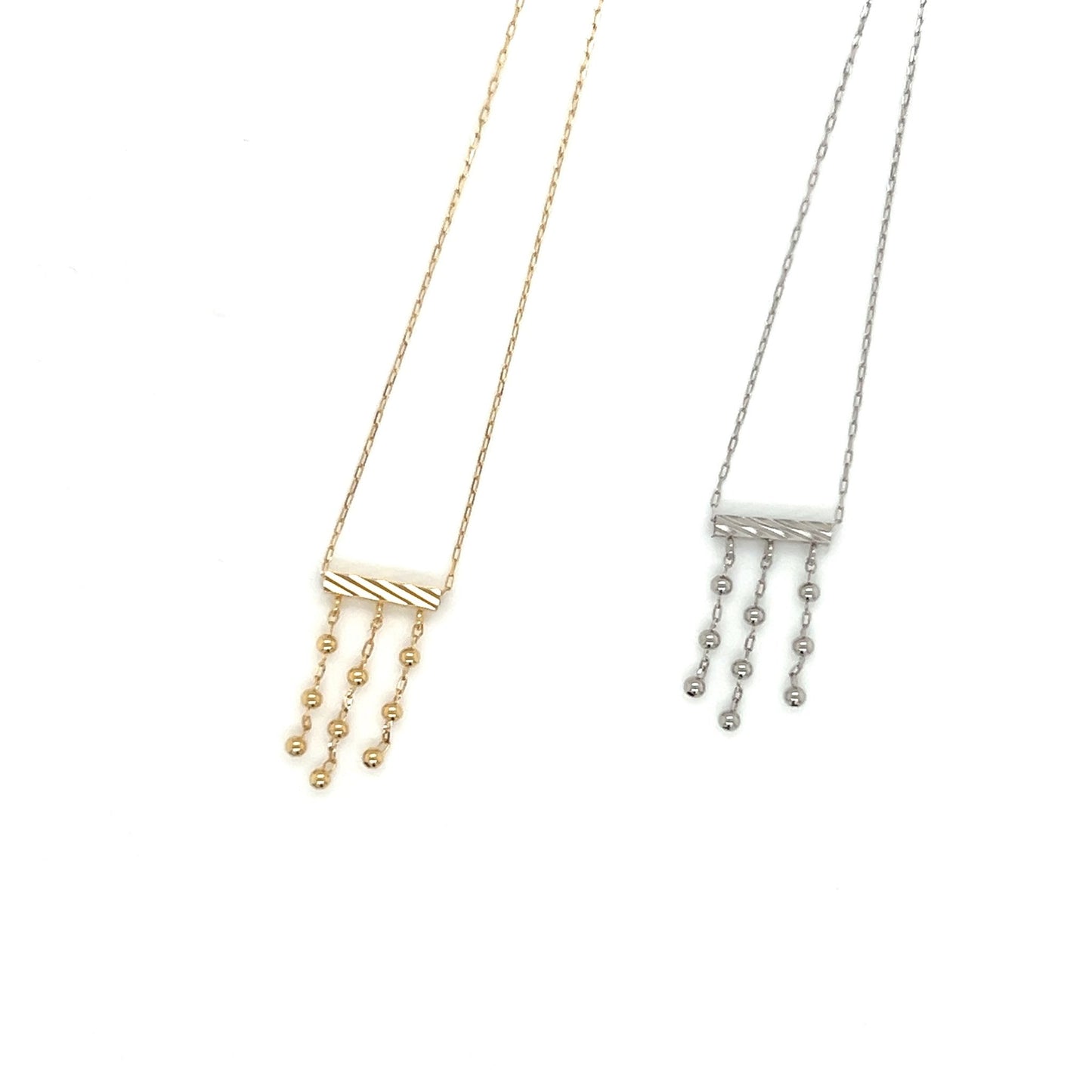 Gold 3 Dangle Beads Necklace - JMW Jewelry Wholesale